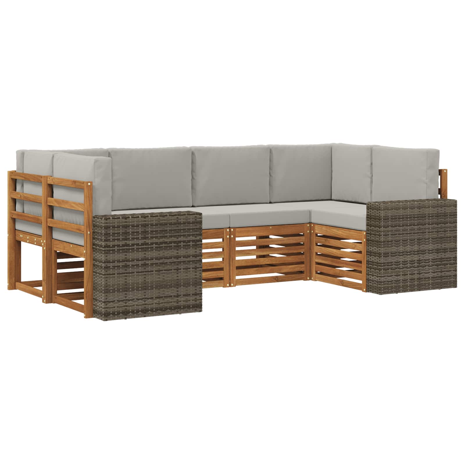 Sekcijska garnitura 6 pcs Prirodna i svjetlosiva Poliester