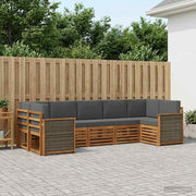 Set vanjskih sofa 6 kom. Prirodna i antracit Smeđa