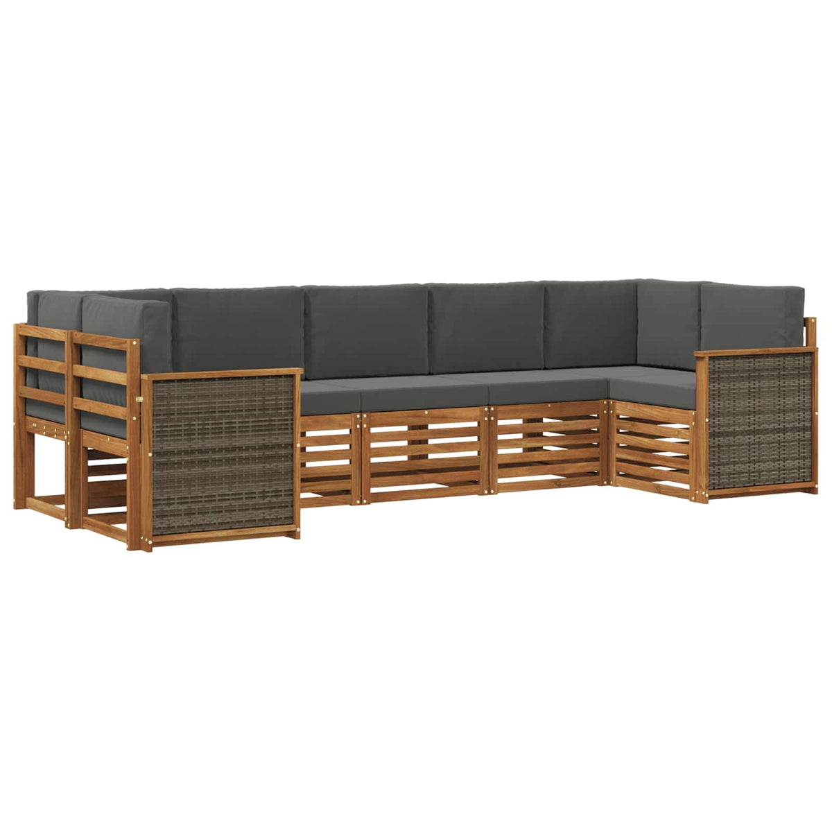 Set vanjskih sofa 6 kom. Prirodna i antracit Smeđa