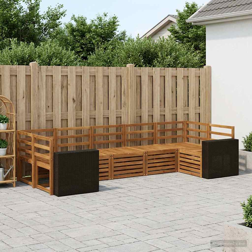 Sekcijska garnitura 7 pcs Prirodna Čvrsto drvo akacije