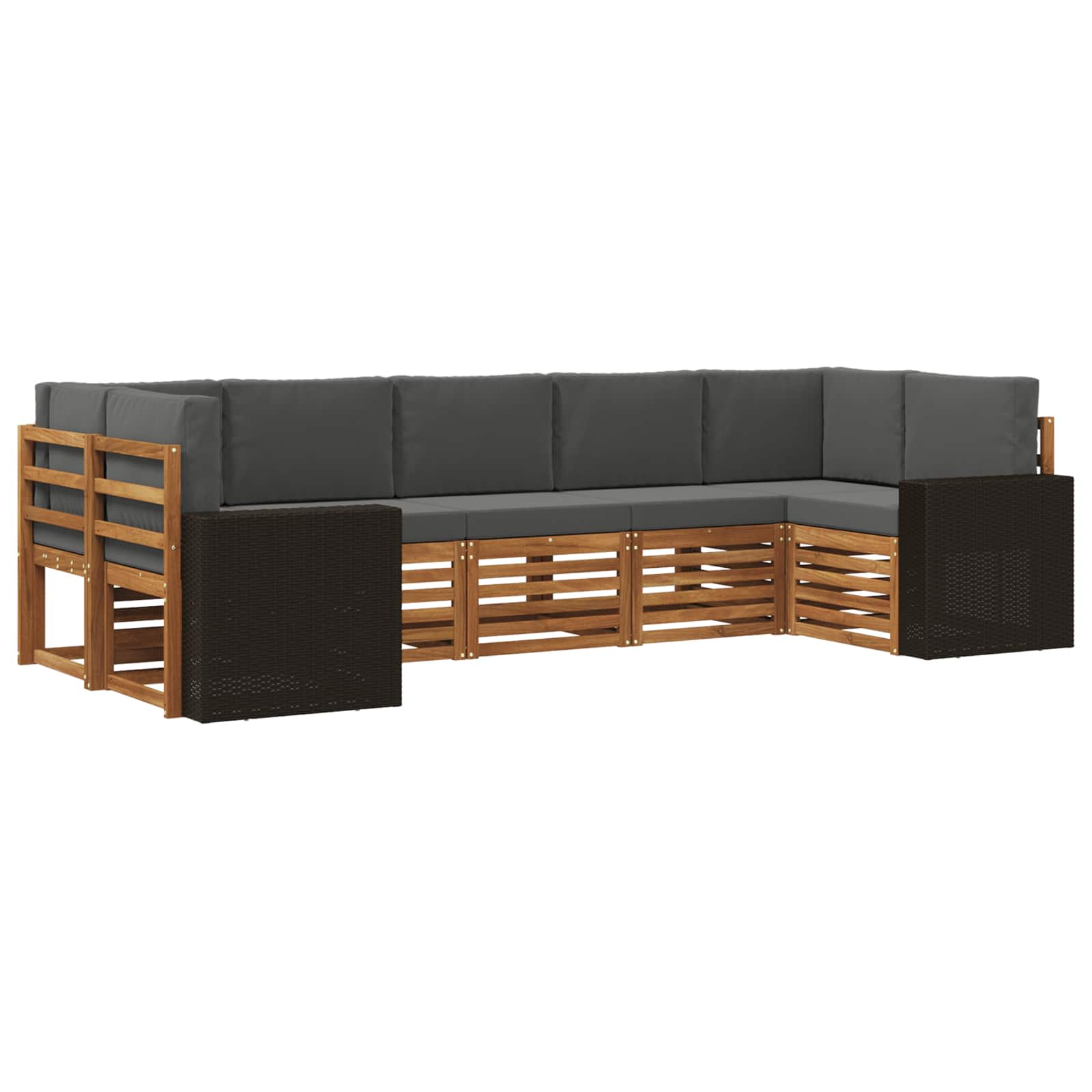 Sekcijska garnitura 7 pcs Prirodna i antracit Poliester