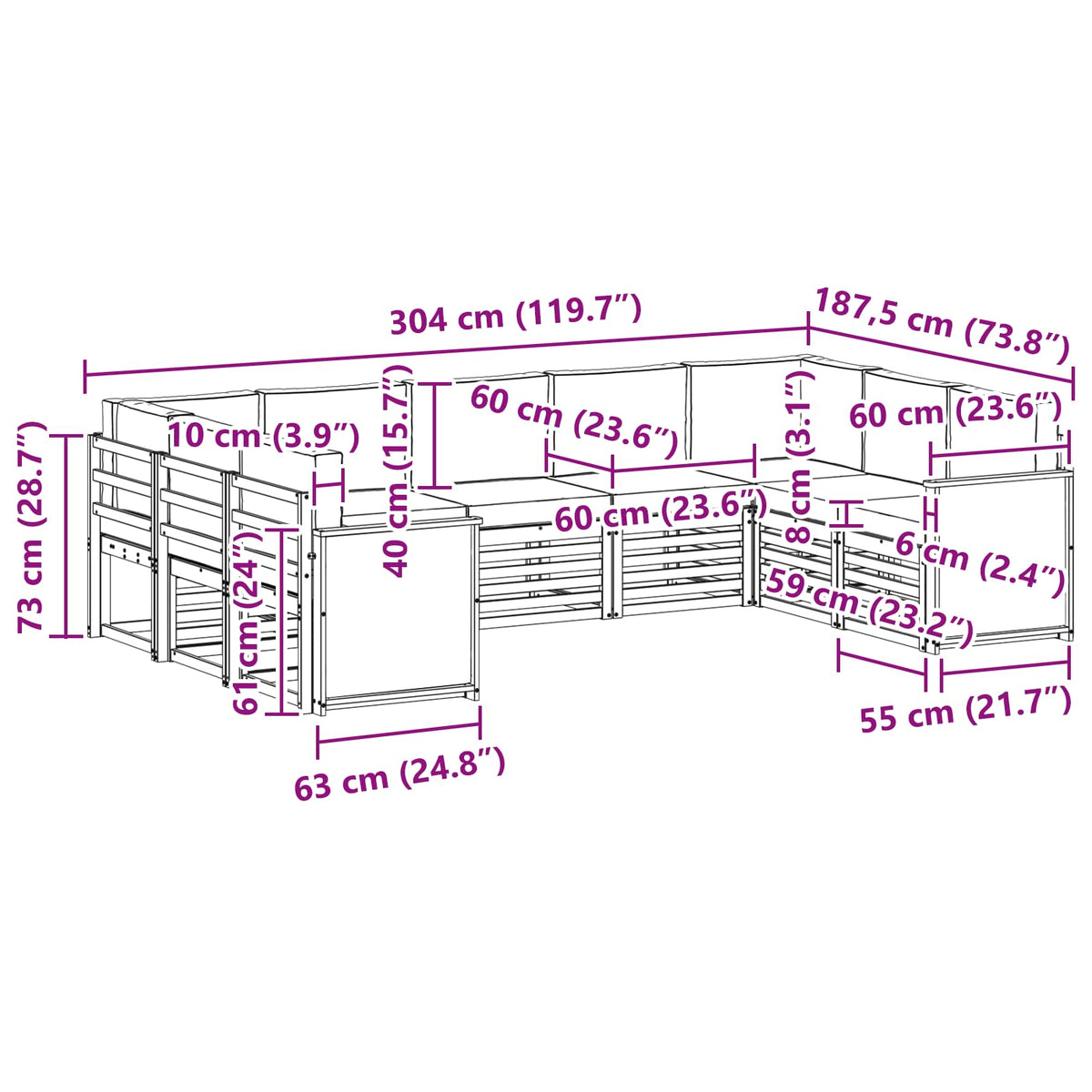 Set vanjskih sofa 7 kom. Prirodna i svjetlosiva