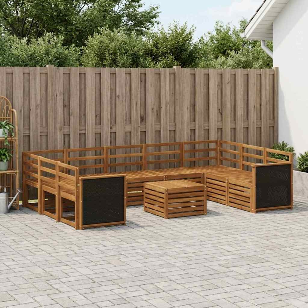 Set vanjskih sofa 10 kom. Prirodna Čvrsto drvo akacije
