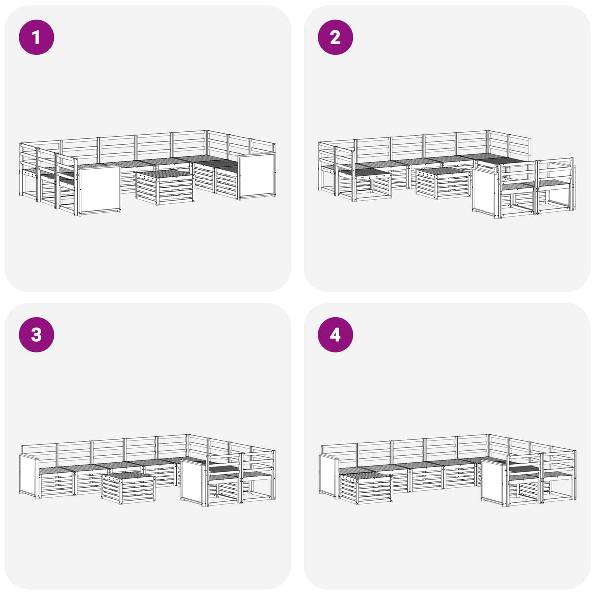 Set vanjskih sofa 10 kom. Prirodna Čvrsto drvo akacije