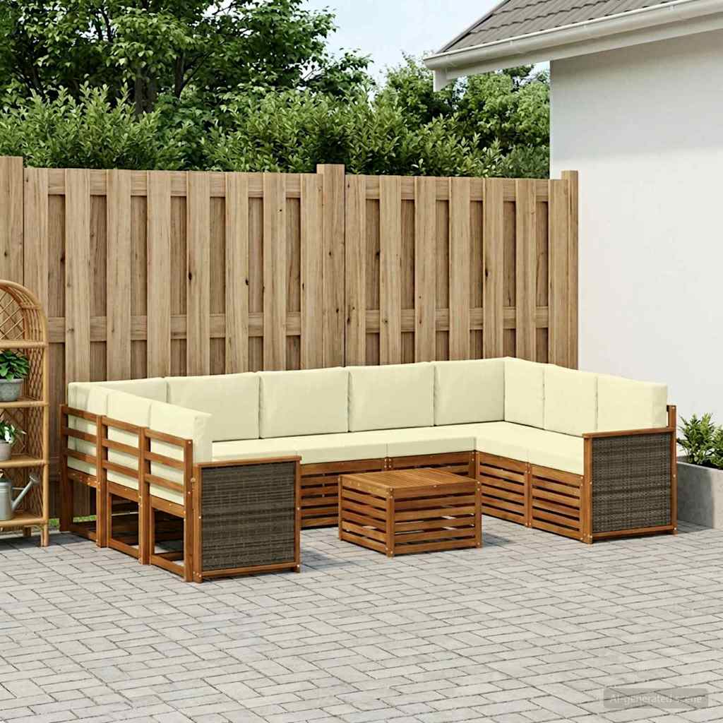 Set vanjskih sofa 10 kom. Prirodna i krem