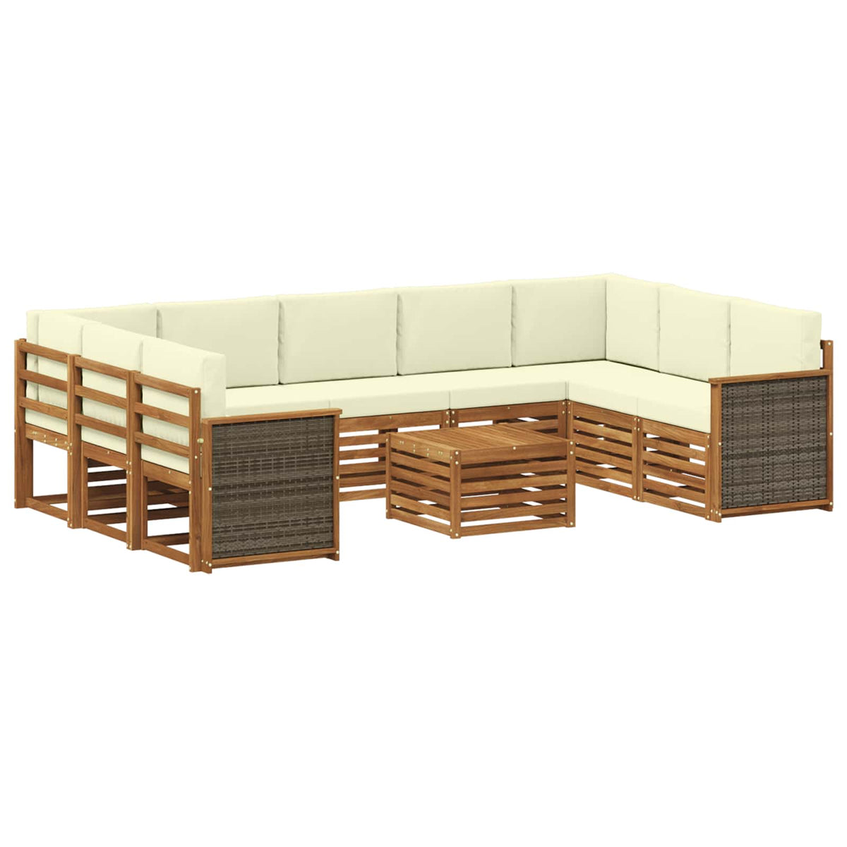 Set vanjskih sofa 10 kom. Prirodna i krem