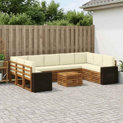 Setovi sofa 10 pcs Prirodna i krem Čvrsto drvo akacije
