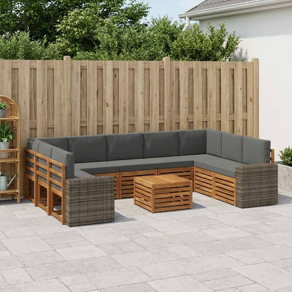 Set vanjskih sofa 10 kom. Prirodna i antracit Poliester