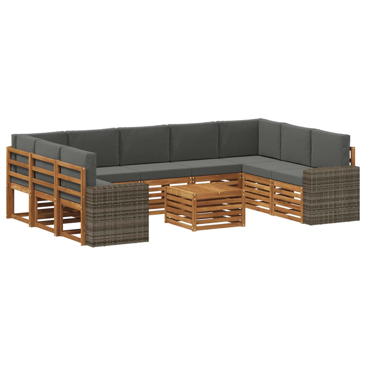 Set vanjskih sofa 10 kom. Prirodna i antracit Poliester