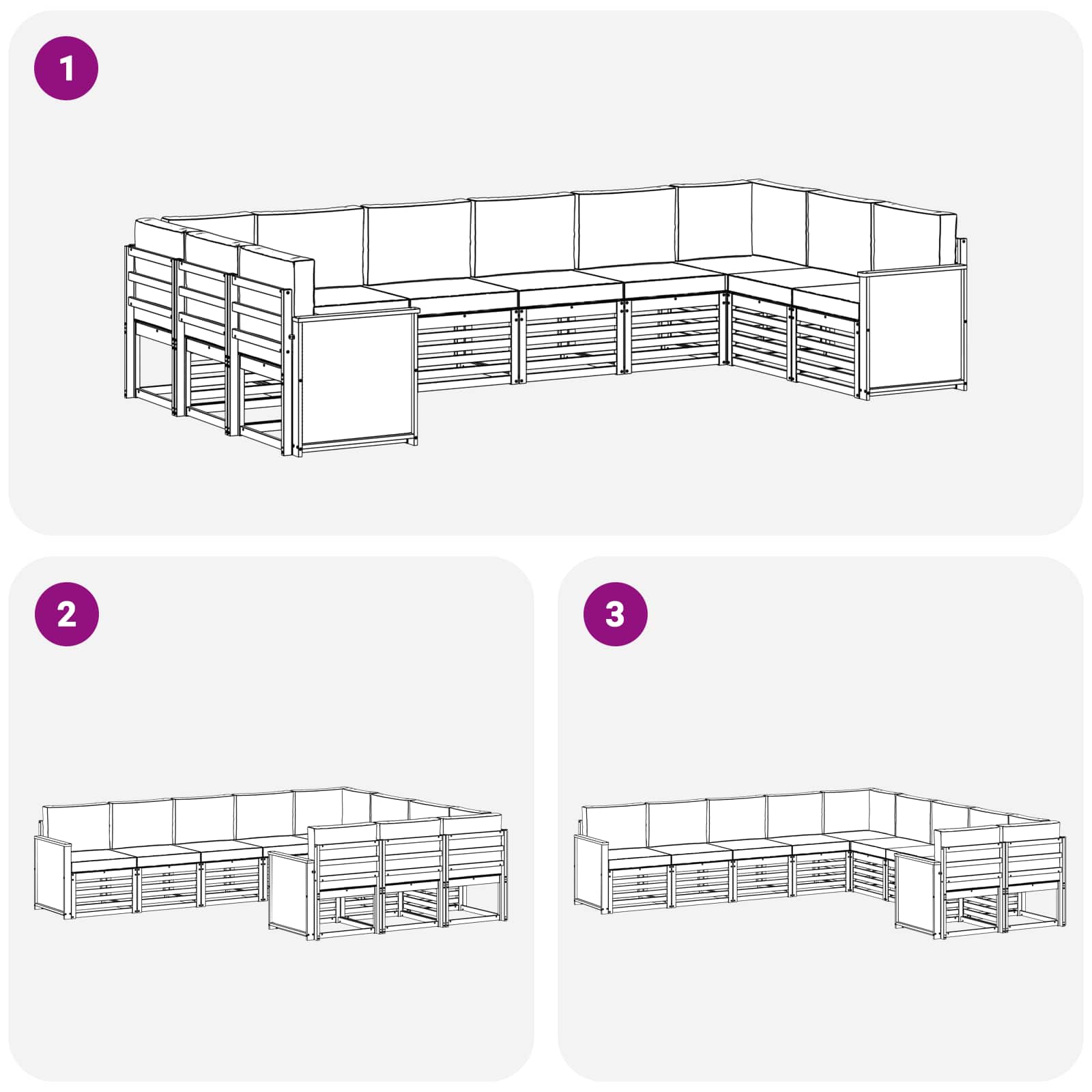 Sekcijska garnitura s jastukom 7 pcs Prirodna