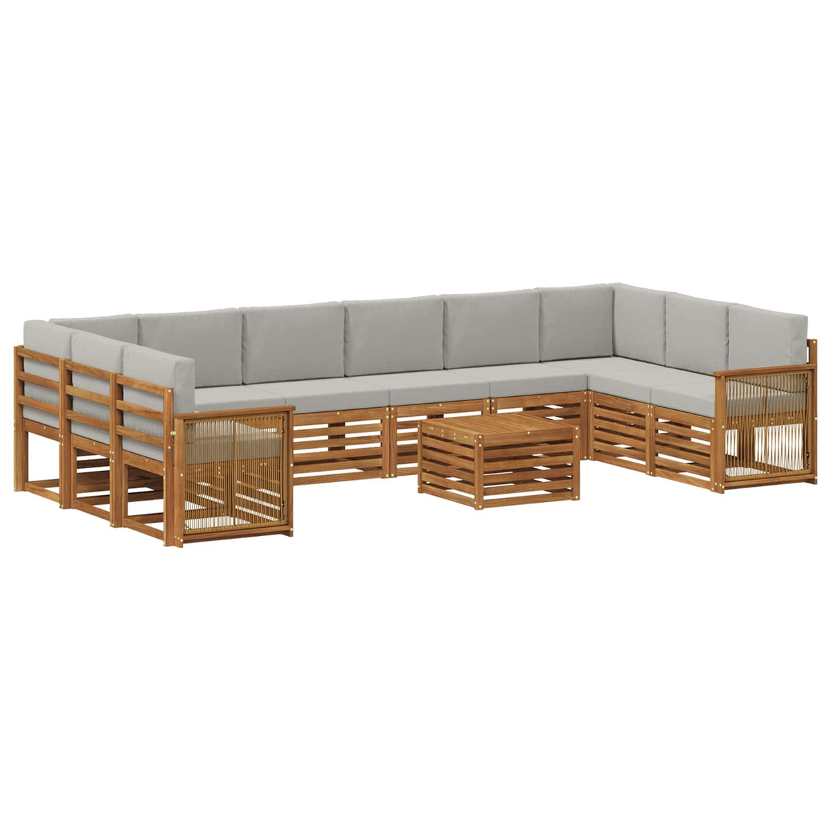Set vanjskih sofa 8 kom. Prirodna i svjetlosiva