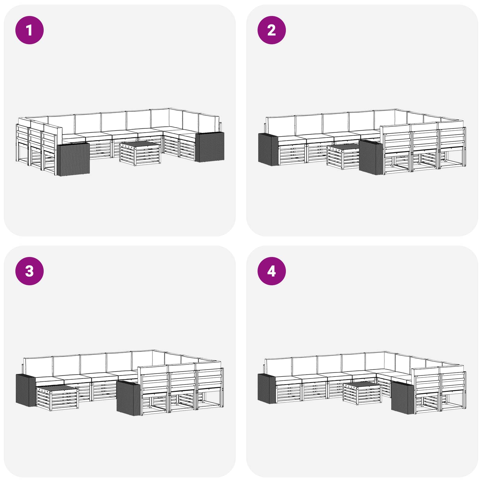 Set vanjskih sofa 11 pcs Prirodna i svjetlosiva Poliester