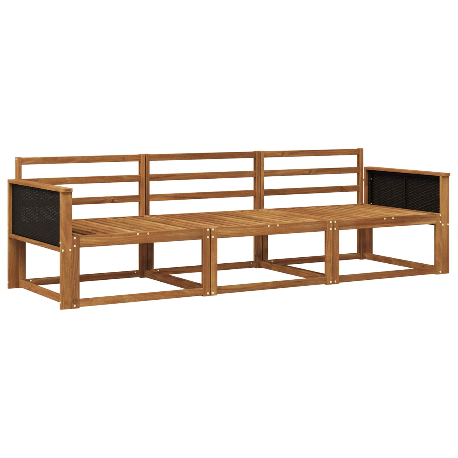 Set vanjskih sofa 3 pcs Prirodna Čvrsto drvo akacije