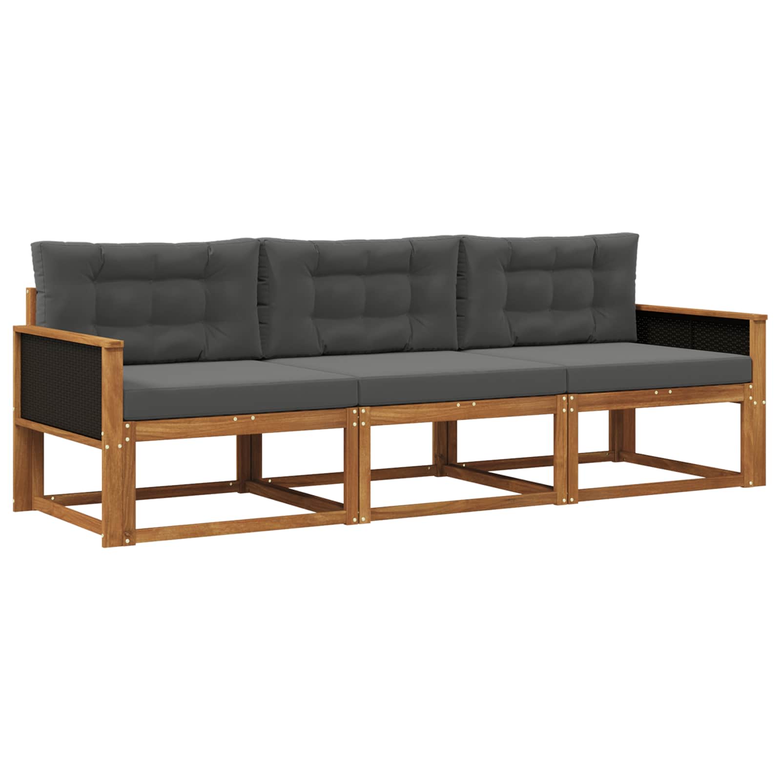 Set vanjskih sofa s jastukom 3 pcs Prirodna i antracit