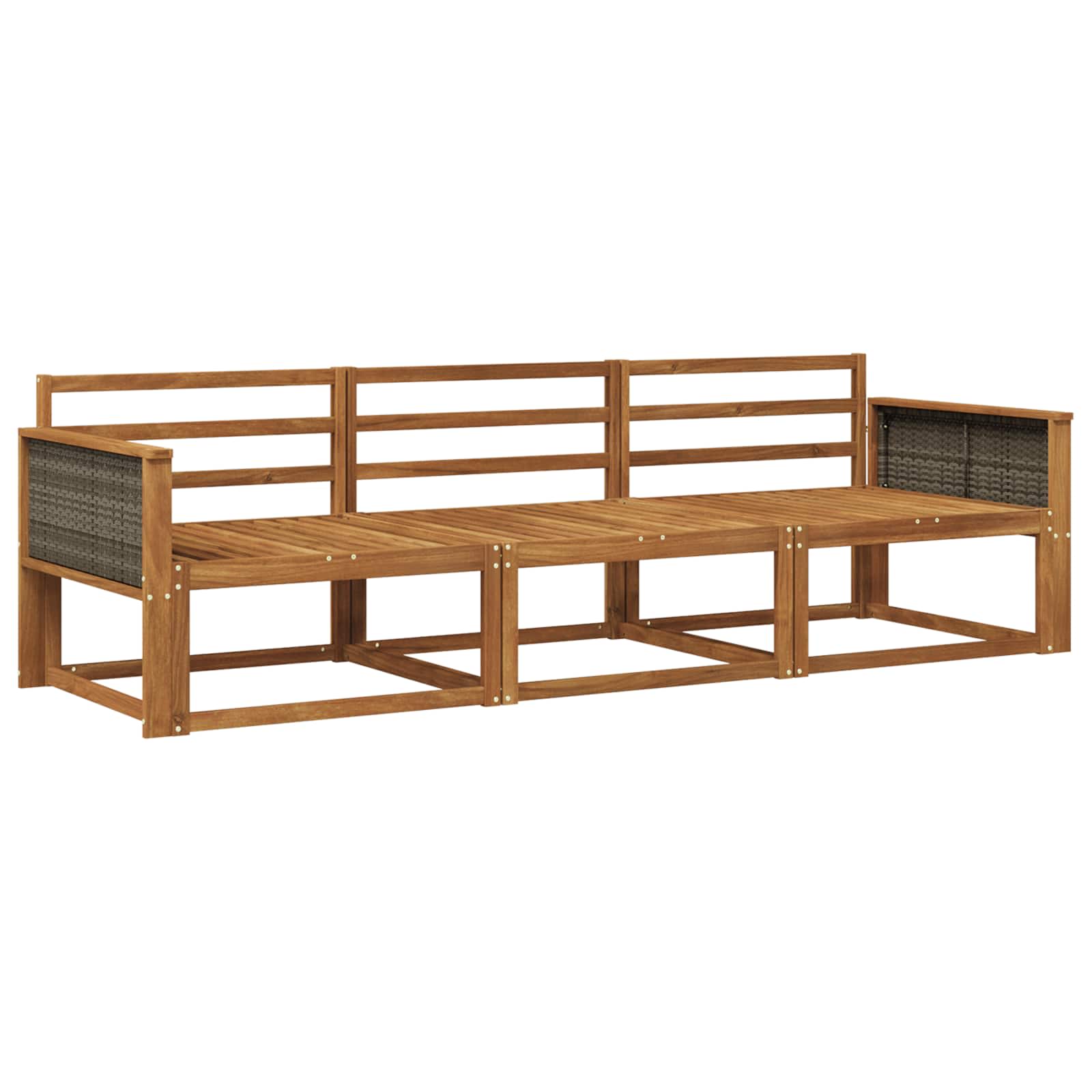 Set vanjskih sofa 3 pcs Prirodna Čvrsto drvo akacije
