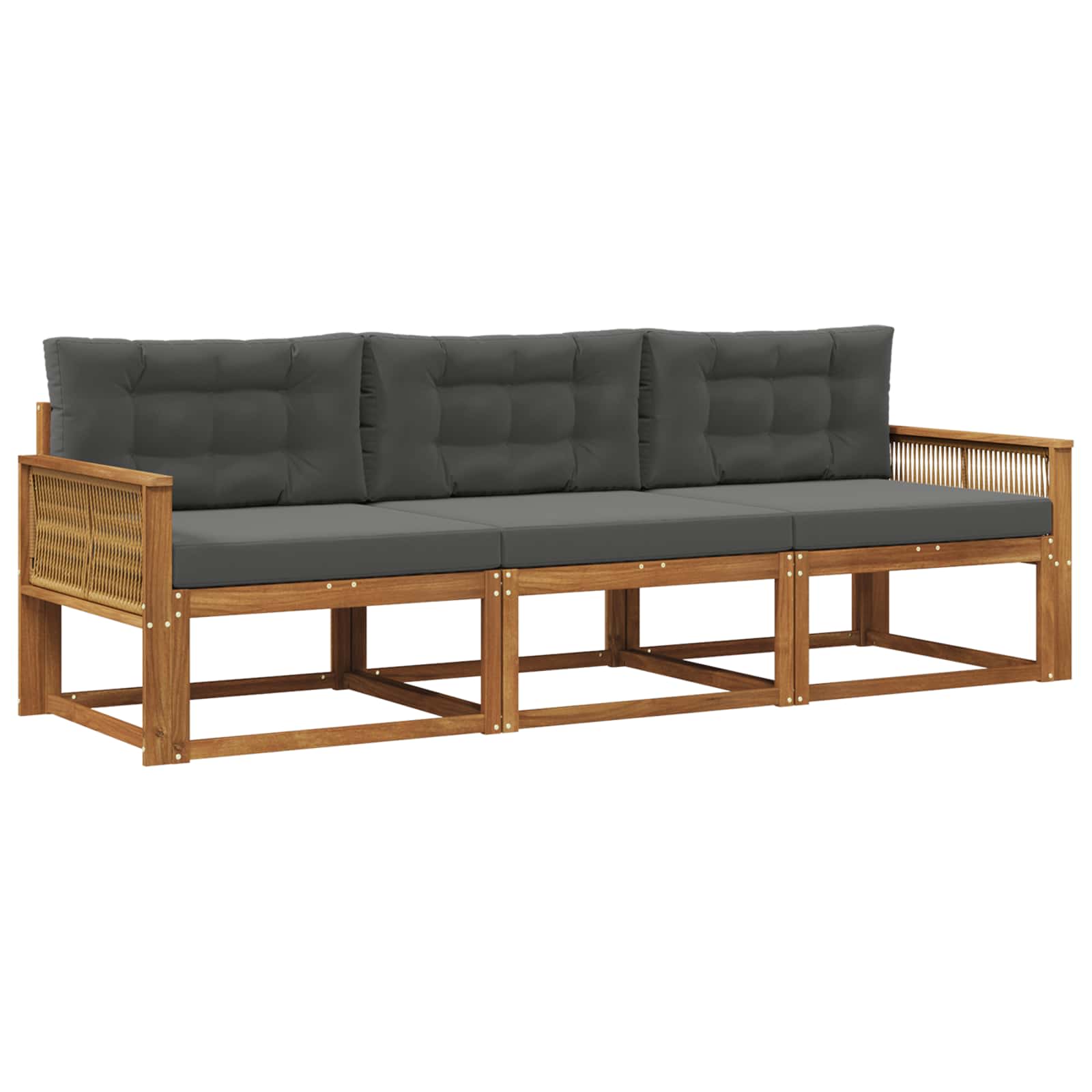 Set vanjskih sofa s jastukom 3 pcs Prirodna i antracit