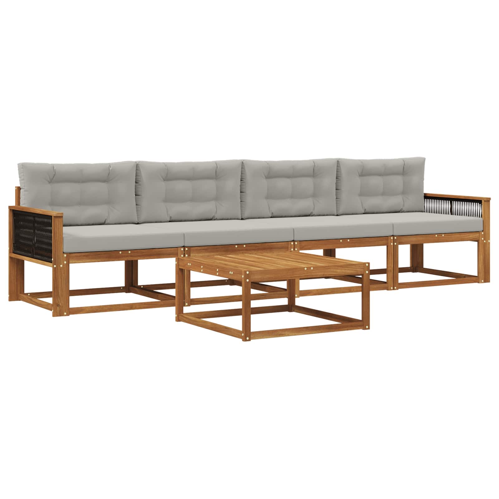 Set vanjskih sofa s jastukom 5 pcs Prirodna i Svjetlosiva