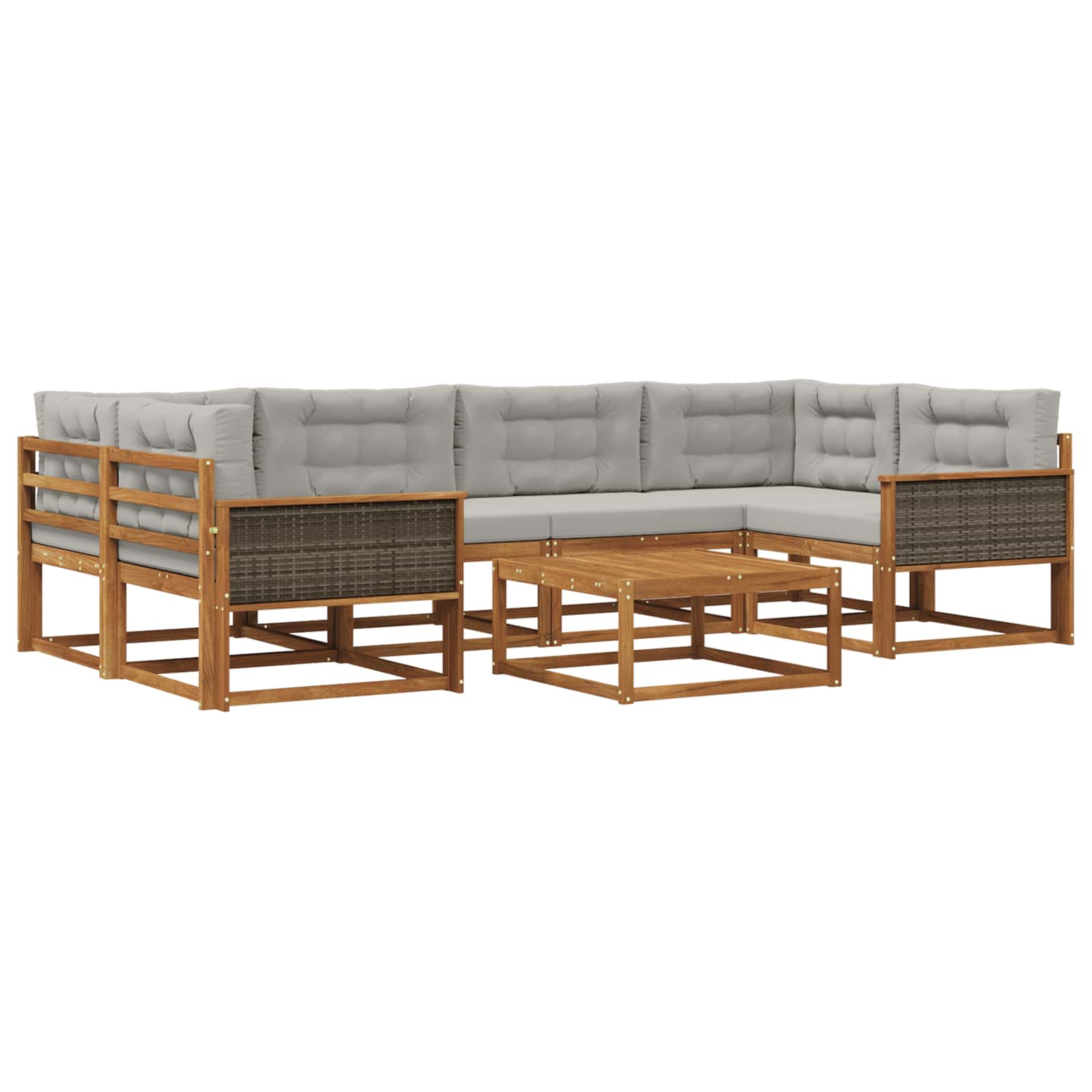 Set vanjskih sofa s jastukom 7 pcs Prirodna i Svjetlosiva