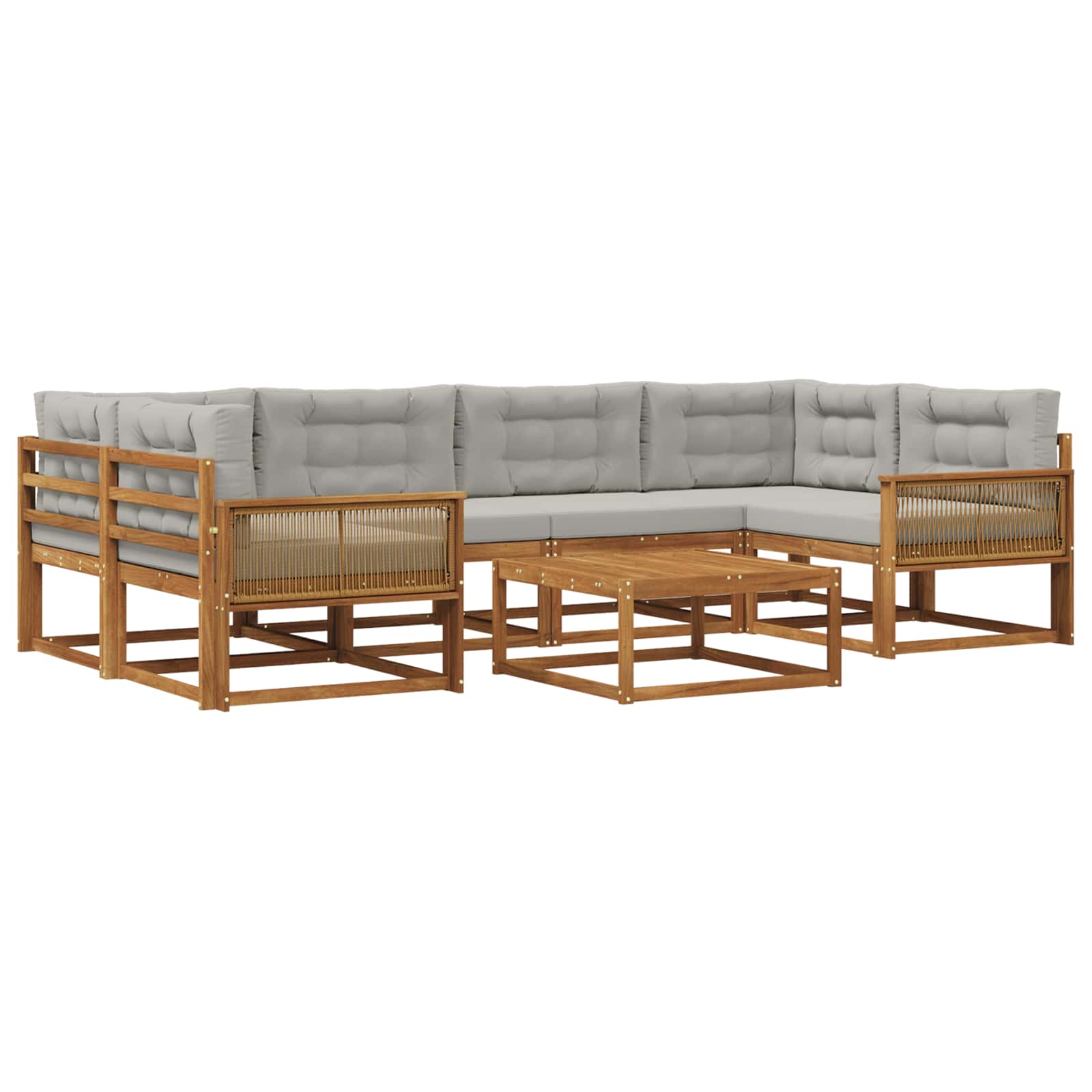 Set vanjskih sofa s jastukom 7 pcs Prirodna i Svjetlosiva