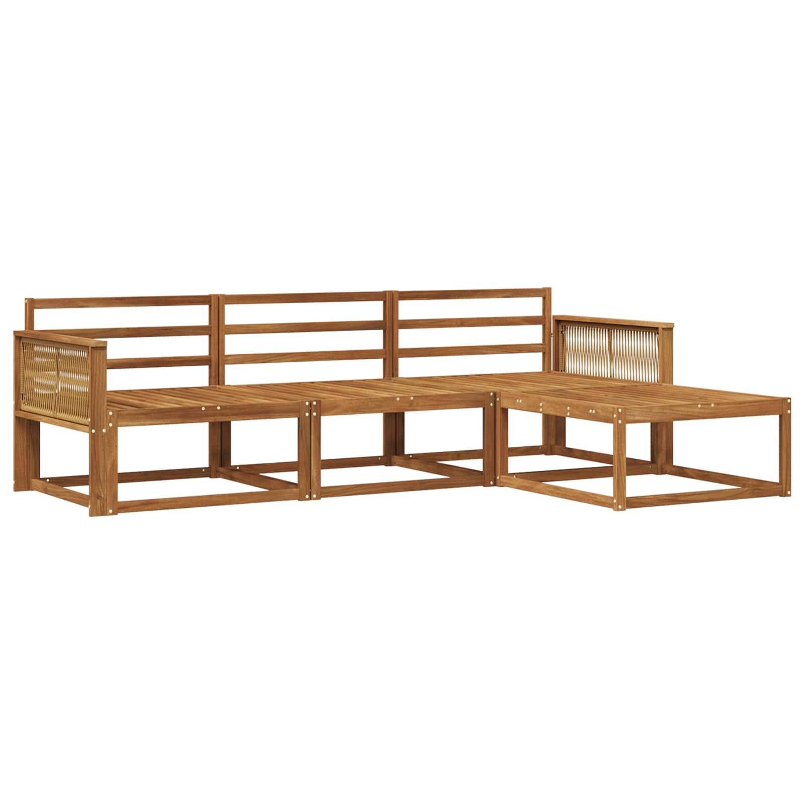 Set vanjskih sofa 4 pcs Prirodna Čvrsto drvo akacije