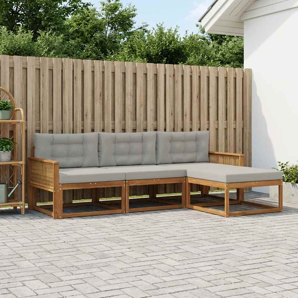Set vanjskih sofa 4 pcs Prirodna i Svjetlosiva