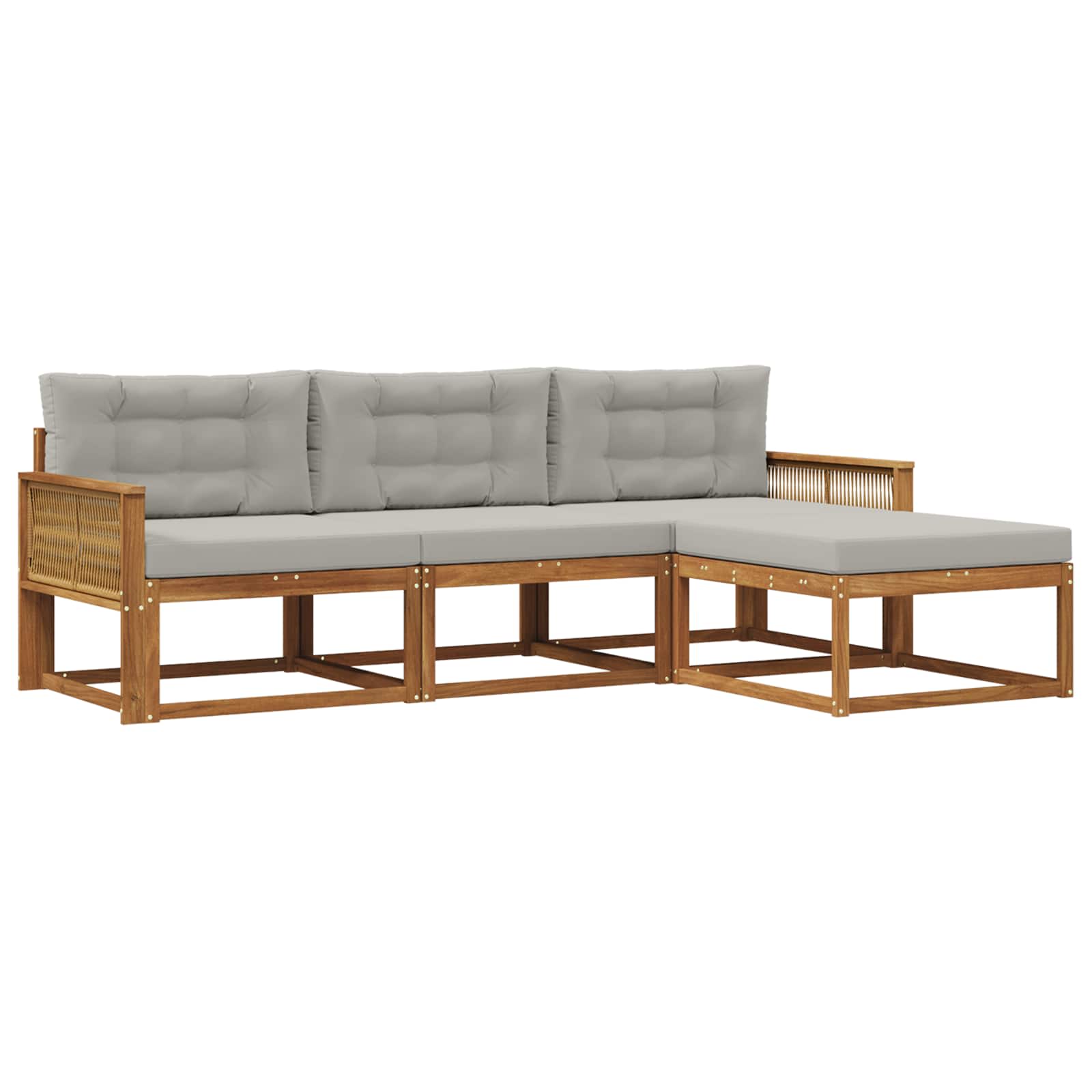 Set vanjskih sofa s jastukom 4 pcs Prirodna i Svjetlosiva
