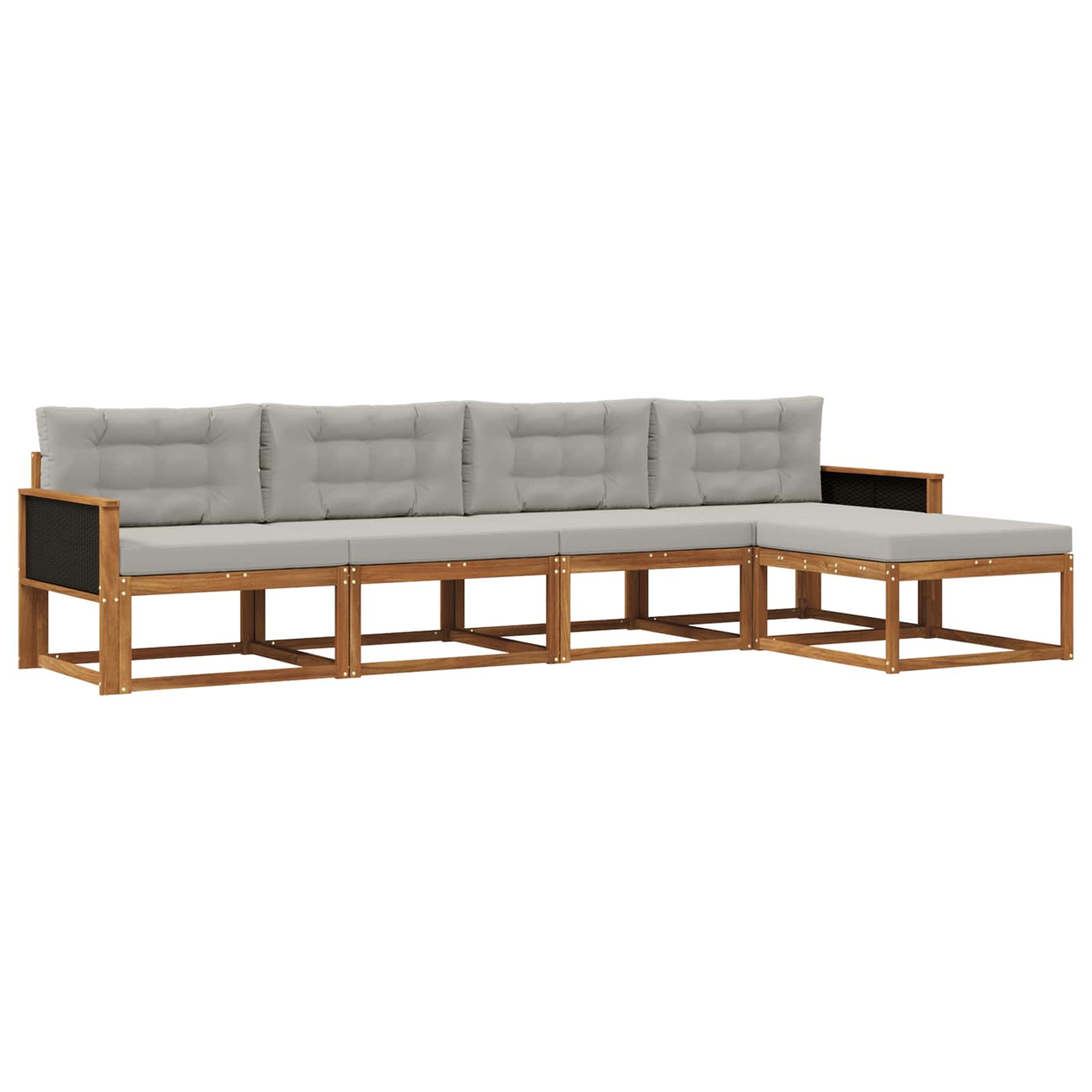 Set vanjskih sofa s jastukom 5 pcs Prirodna i Svjetlosiva