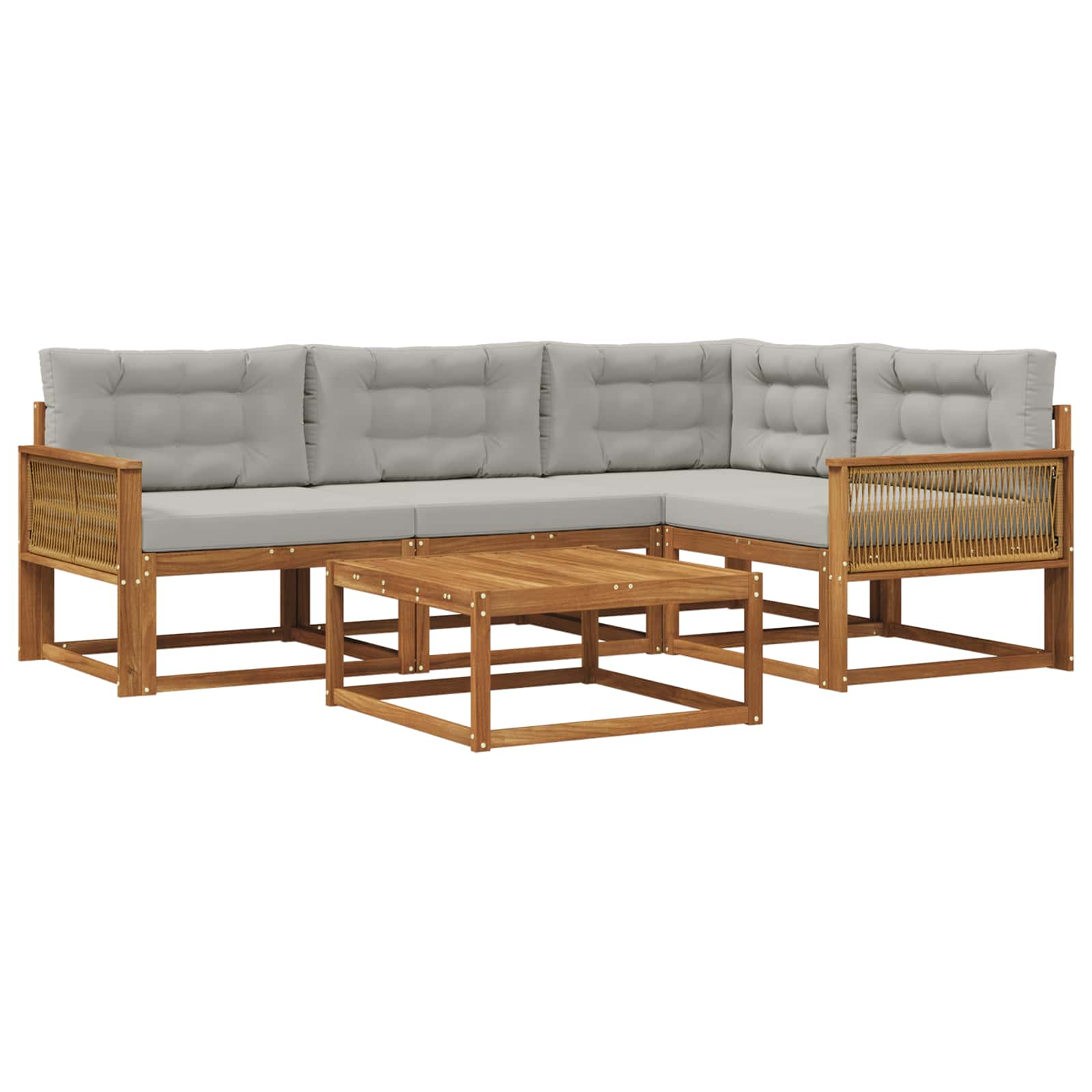 Set vanjskih sofa s jastukom 5 pcs Prirodna i Svjetlosiva