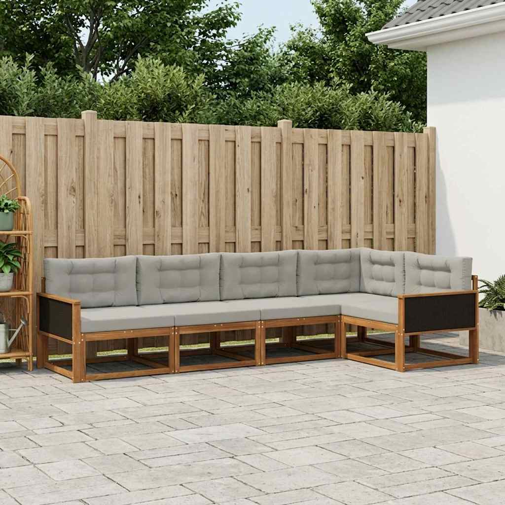 Set vanjskih sofa 5 pcs Prirodna i Svjetlosiva