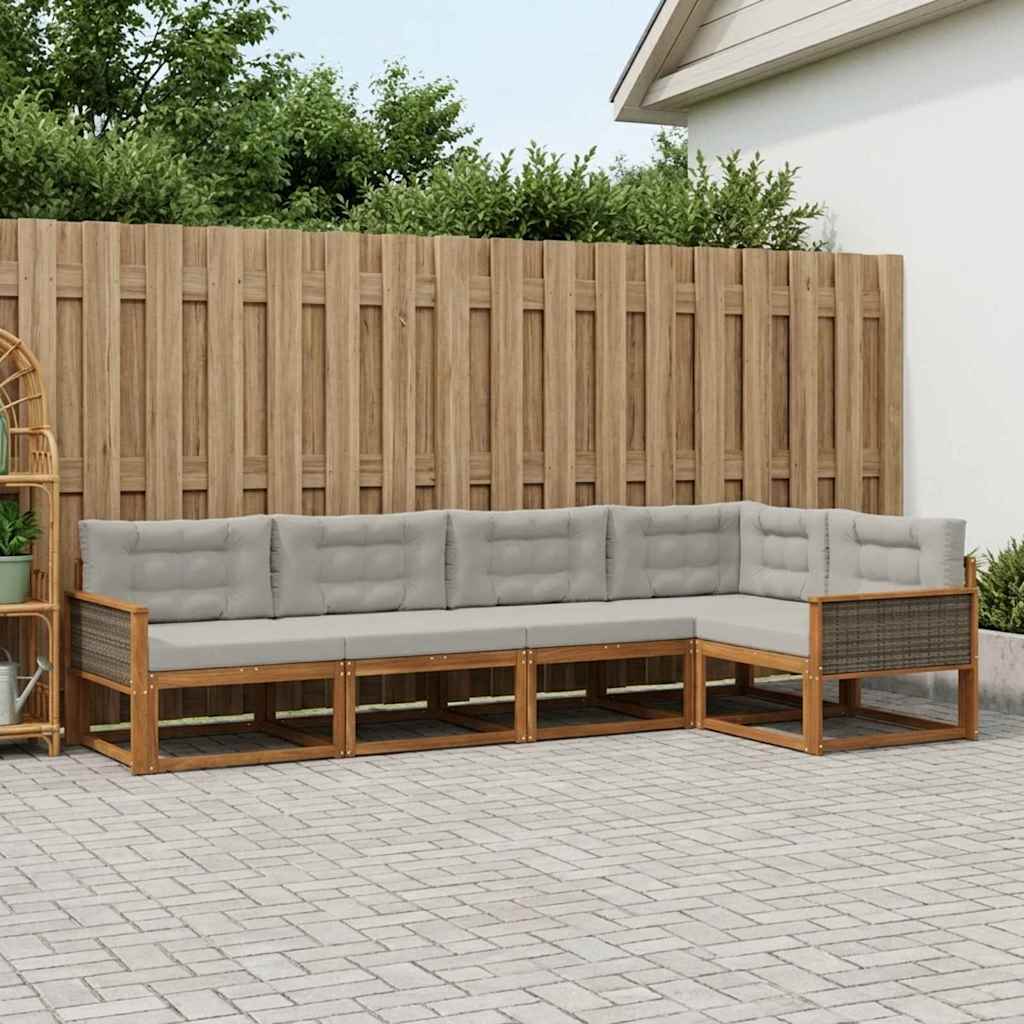 Set vanjskih sofa 5 pcs Prirodna i Svjetlosiva