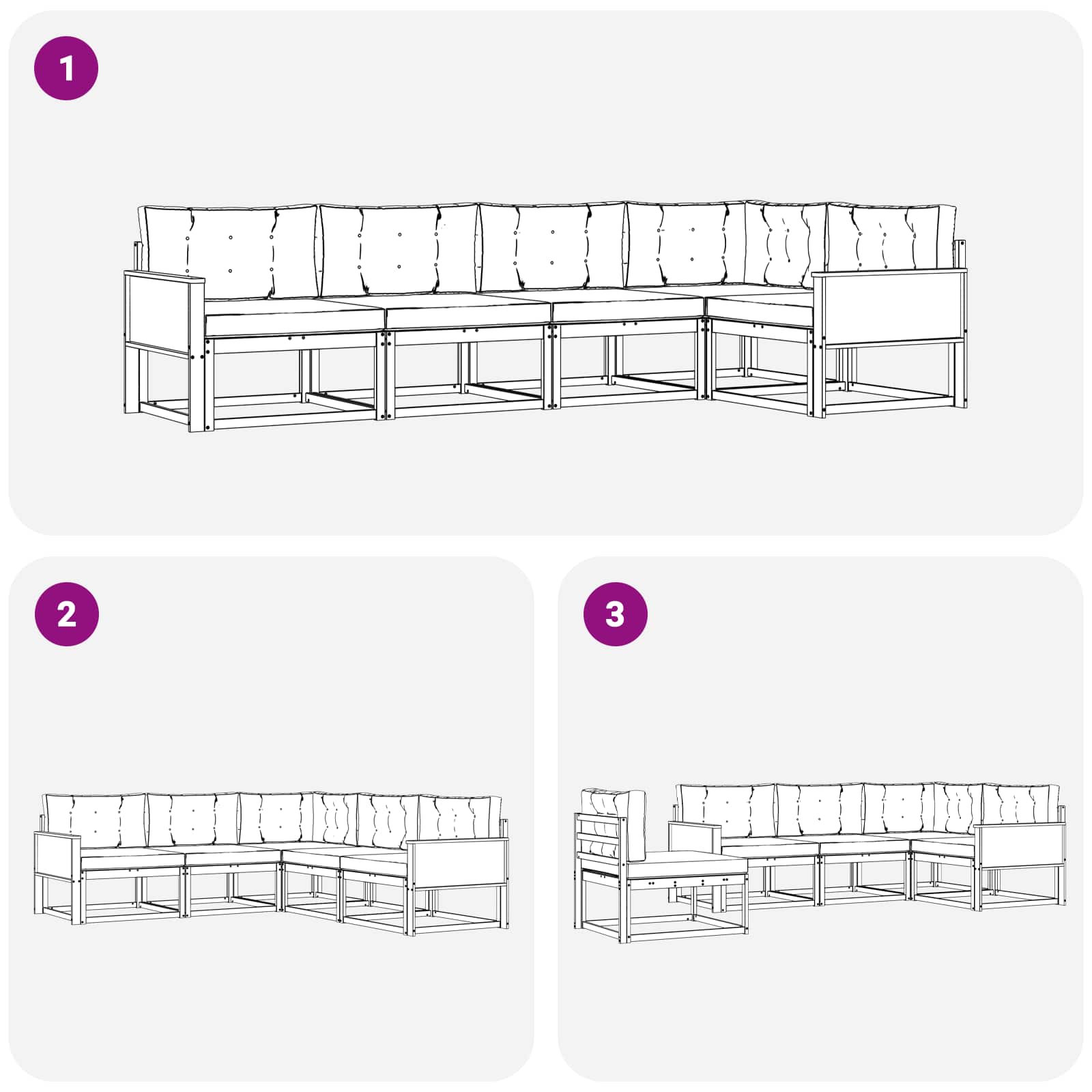 Set vanjskih sofa s jastukom 5 pcs Prirodna i Svjetlosiva