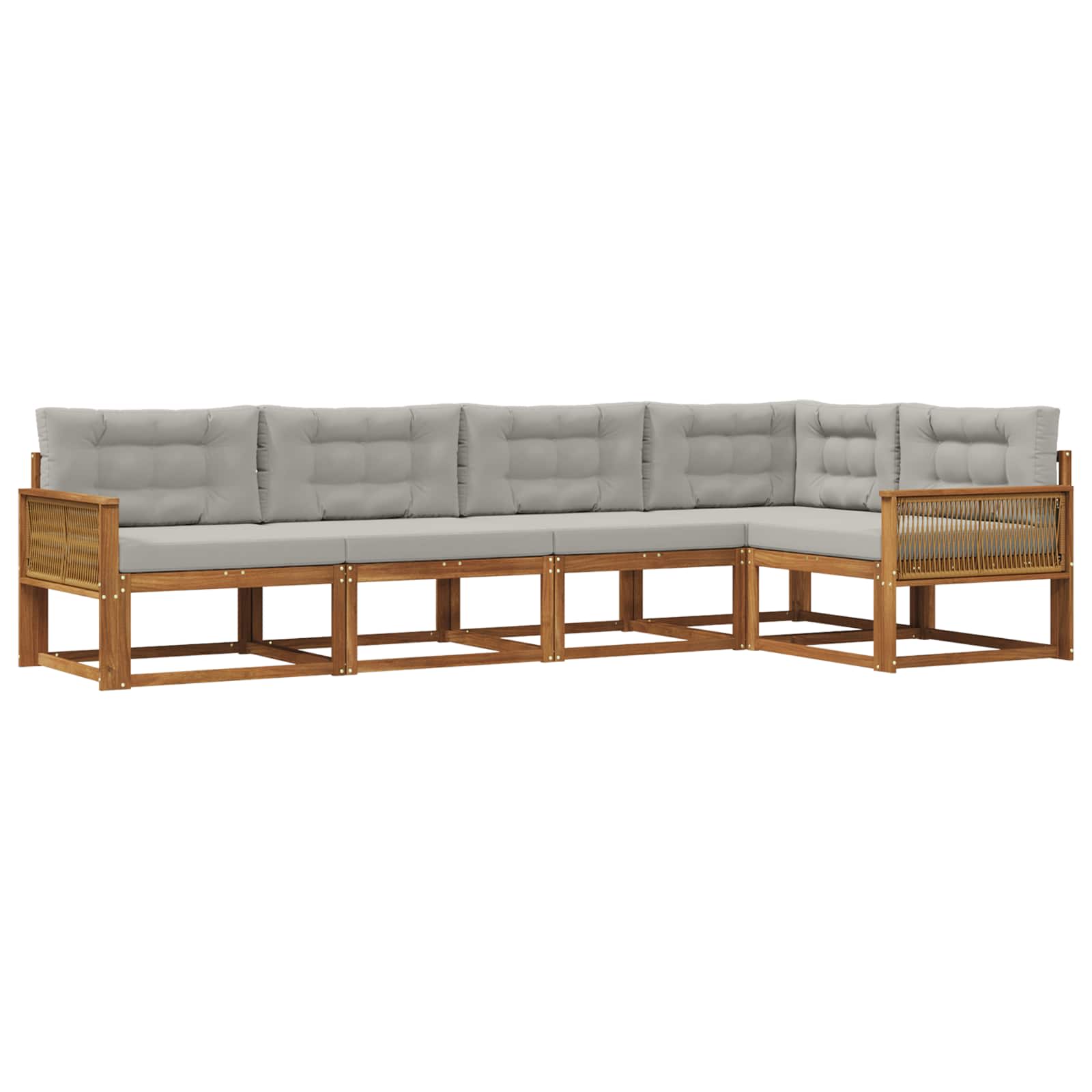 Set vanjskih sofa s jastukom 5 pcs Prirodna i Svjetlosiva