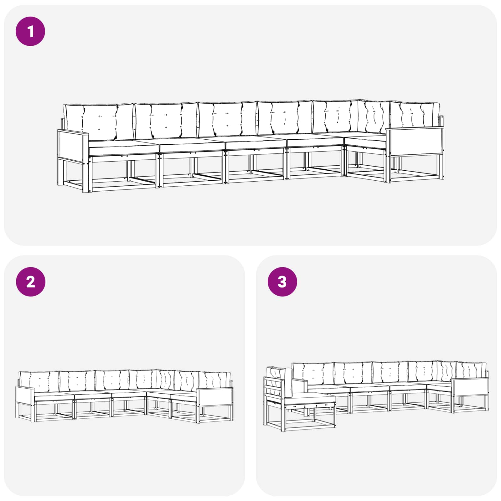 Set vanjskih sofa 6 pcs Prirodna i antracit