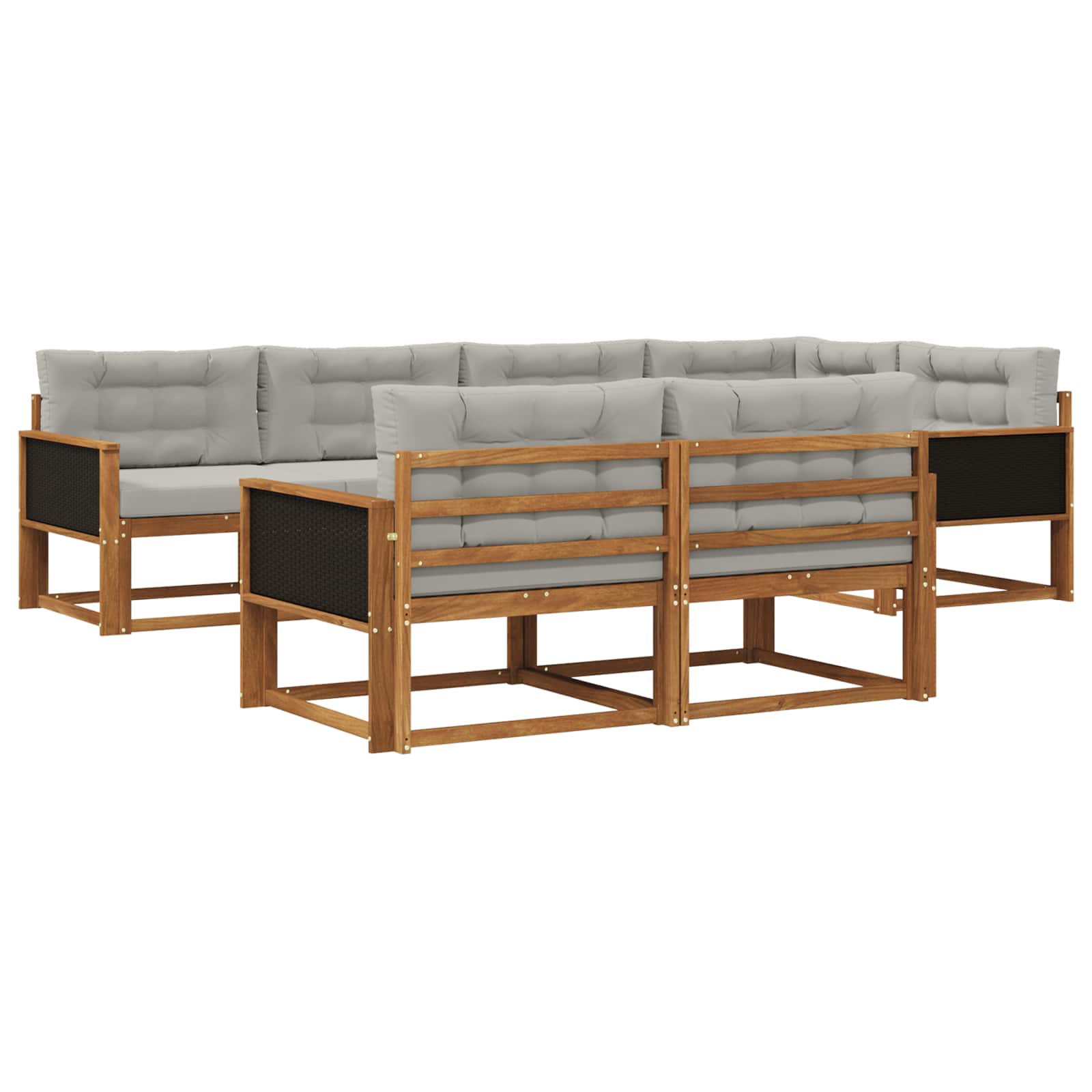 Set vanjskih sofa s jastukom 7 pcs Prirodna i Svjetlosiva