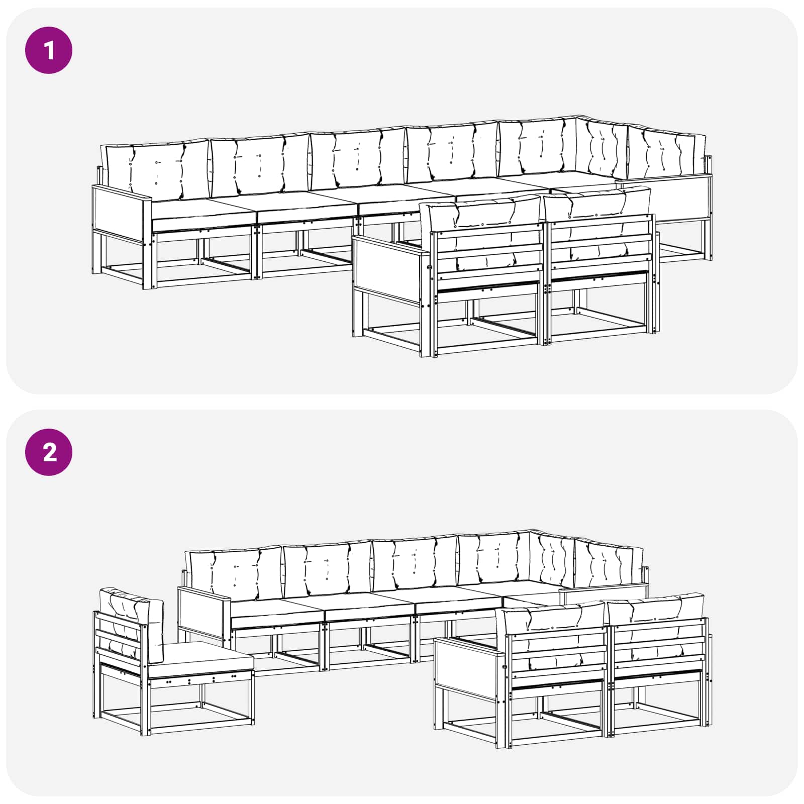 Set vanjskih sofa 8 pcs Prirodna i antracit