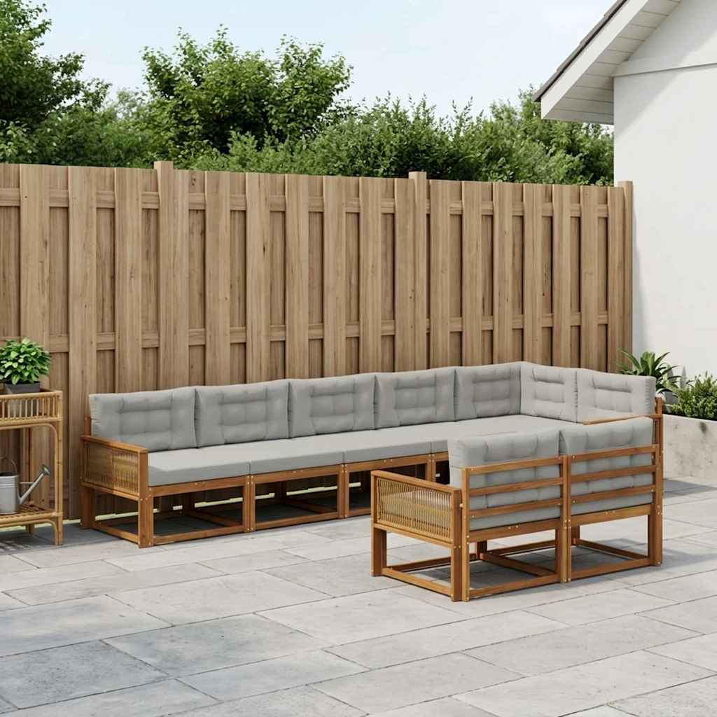 Set vanjskih sofa 8 pcs Prirodna i Svjetlosiva