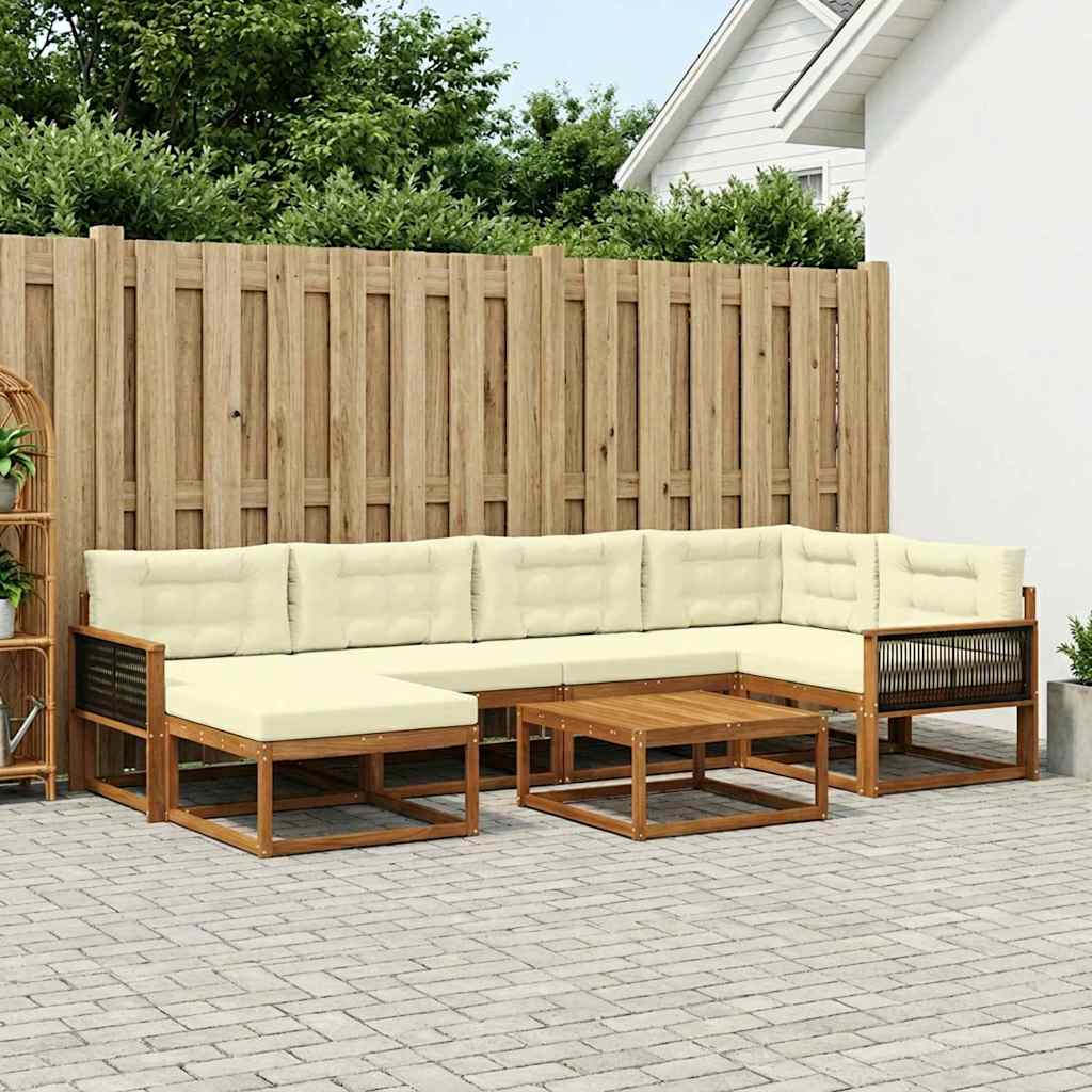Set vanjskih sofa 7 kom. Prirodna i krem