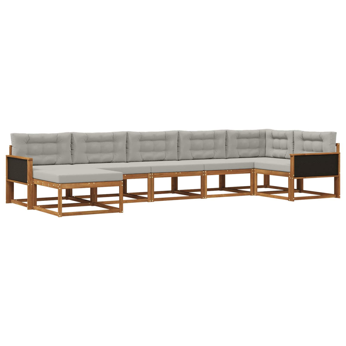 Set vanjskih sofa s jastukom 7 pcs Prirodna i svjetlosiva