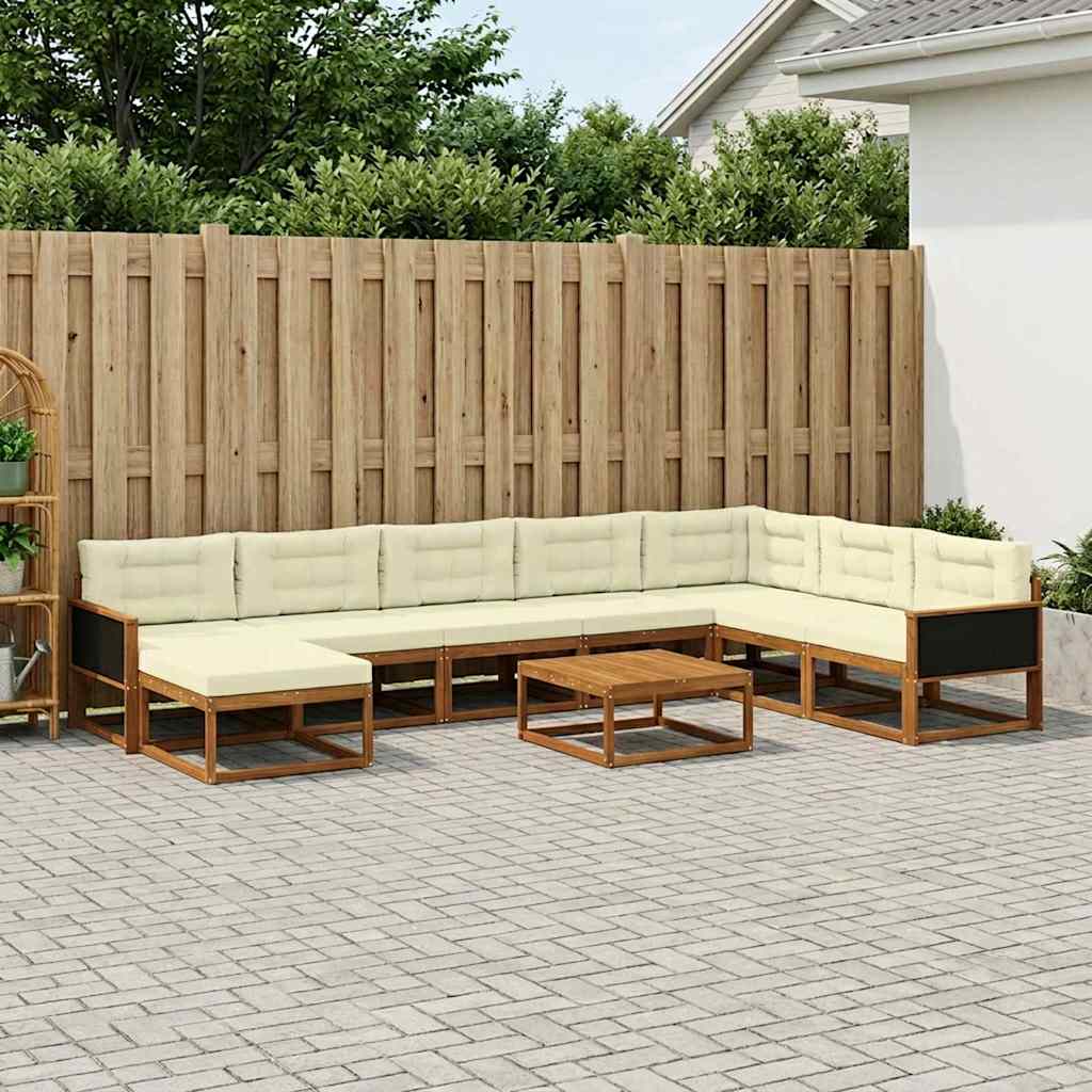 Set vanjskih sofa s jastukom 9 pcs Čvrsto drvo akacije