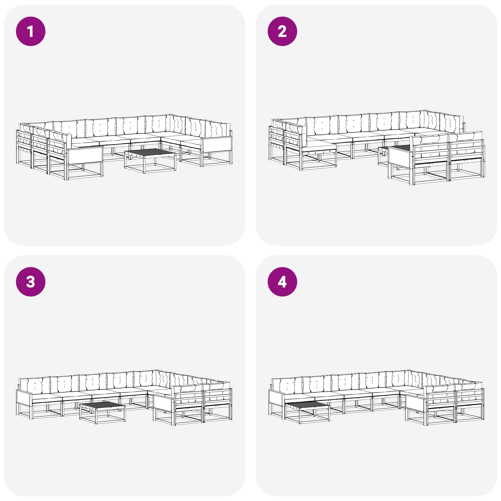Set vanjskih sofa s jastukom 10 pcs Prirodna i svjetlosiva