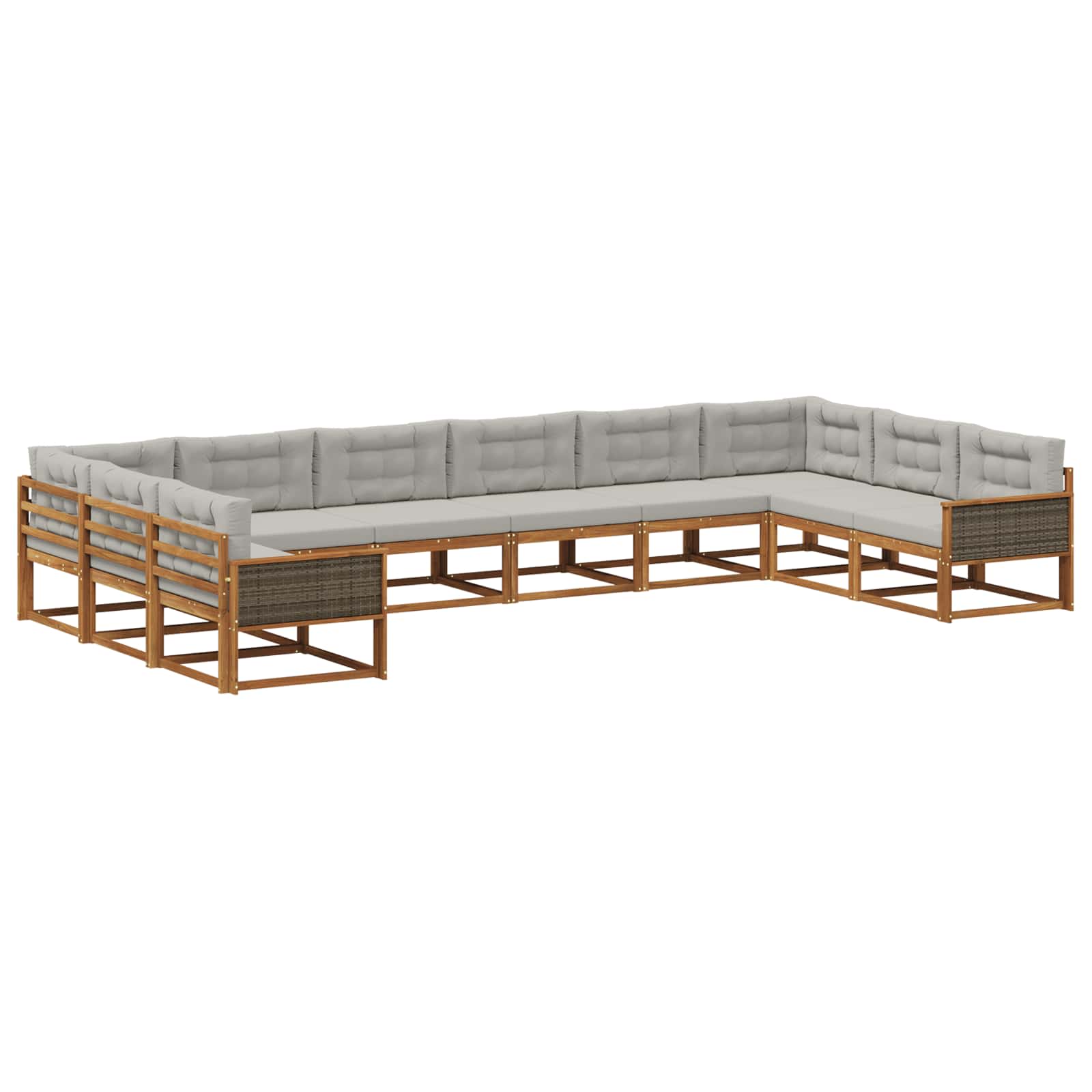 Set vanjskih sofa s jastukom 10 pcs Prirodna i svjetlosiva