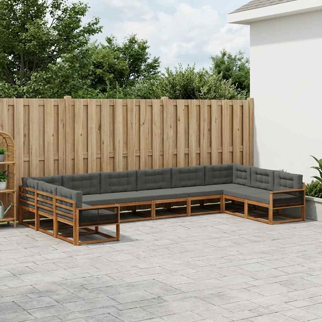 Set vanjskih sofa 10 kom. Prirodna i antracit