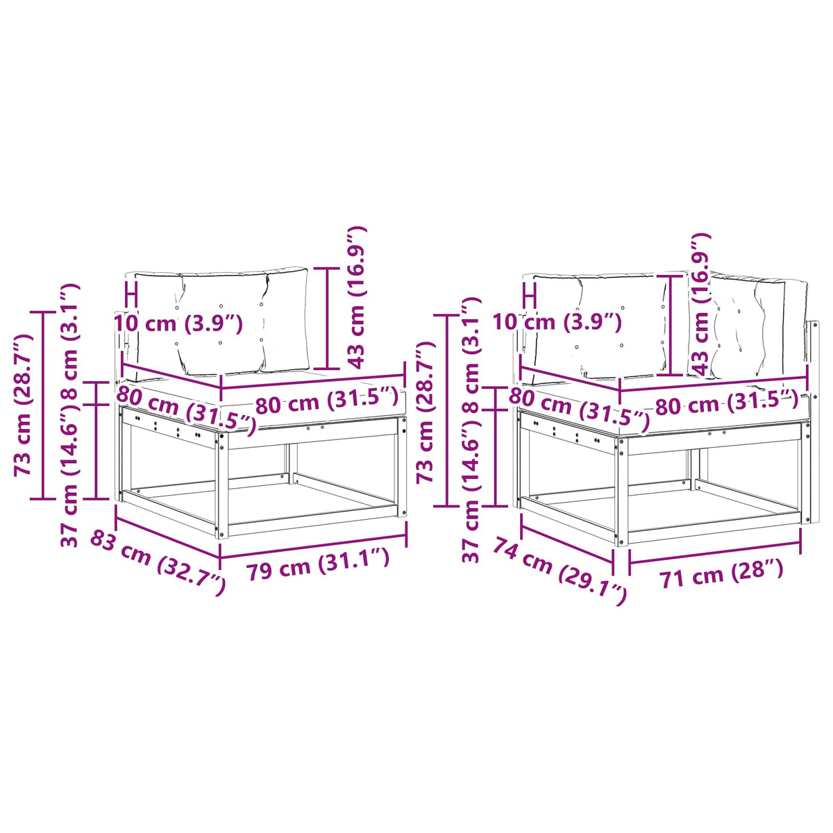Set vanjskih sofa 10 kom. Prirodna i antracit