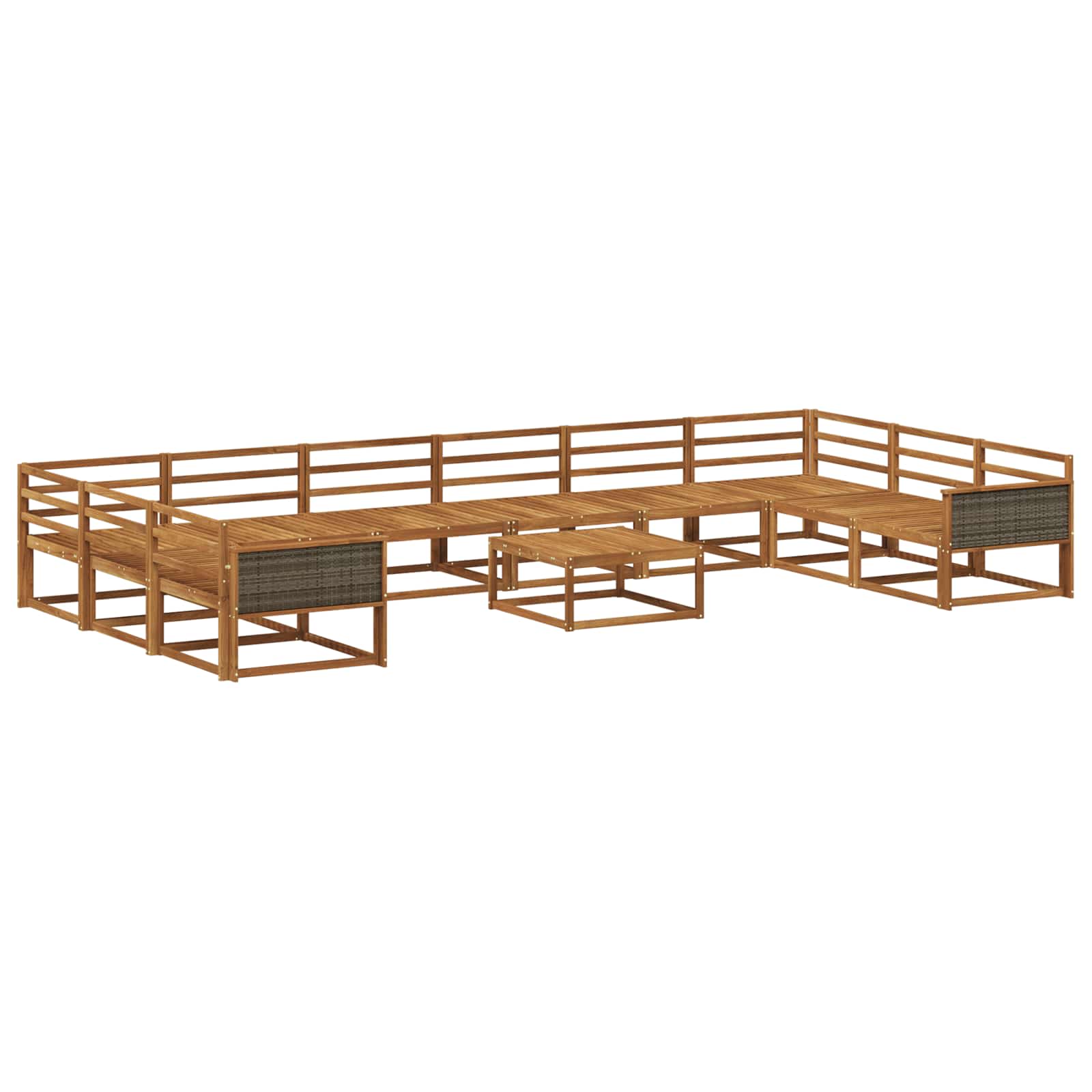 Set vanjskih sofa 11 pcs Prirodna Čvrsto drvo akacije