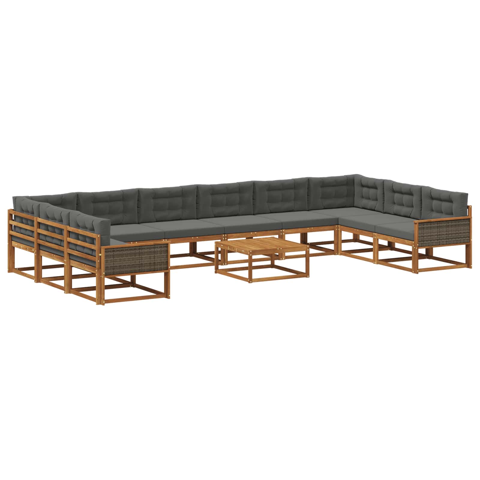 Set vanjskih sofa s jastukom 11 pcs Prirodna i antracit
