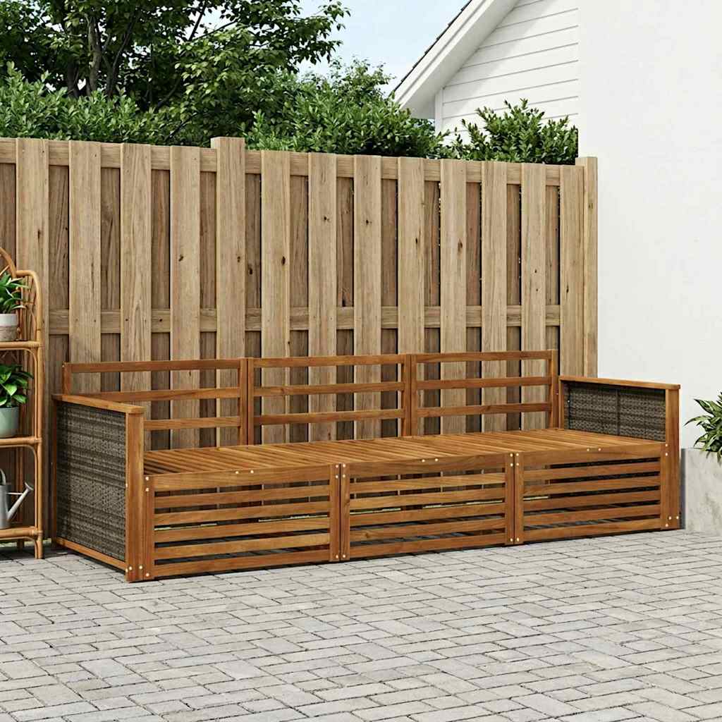 Set vanjskih sofa 3 pcs Prirodna Čvrsto drvo akacije