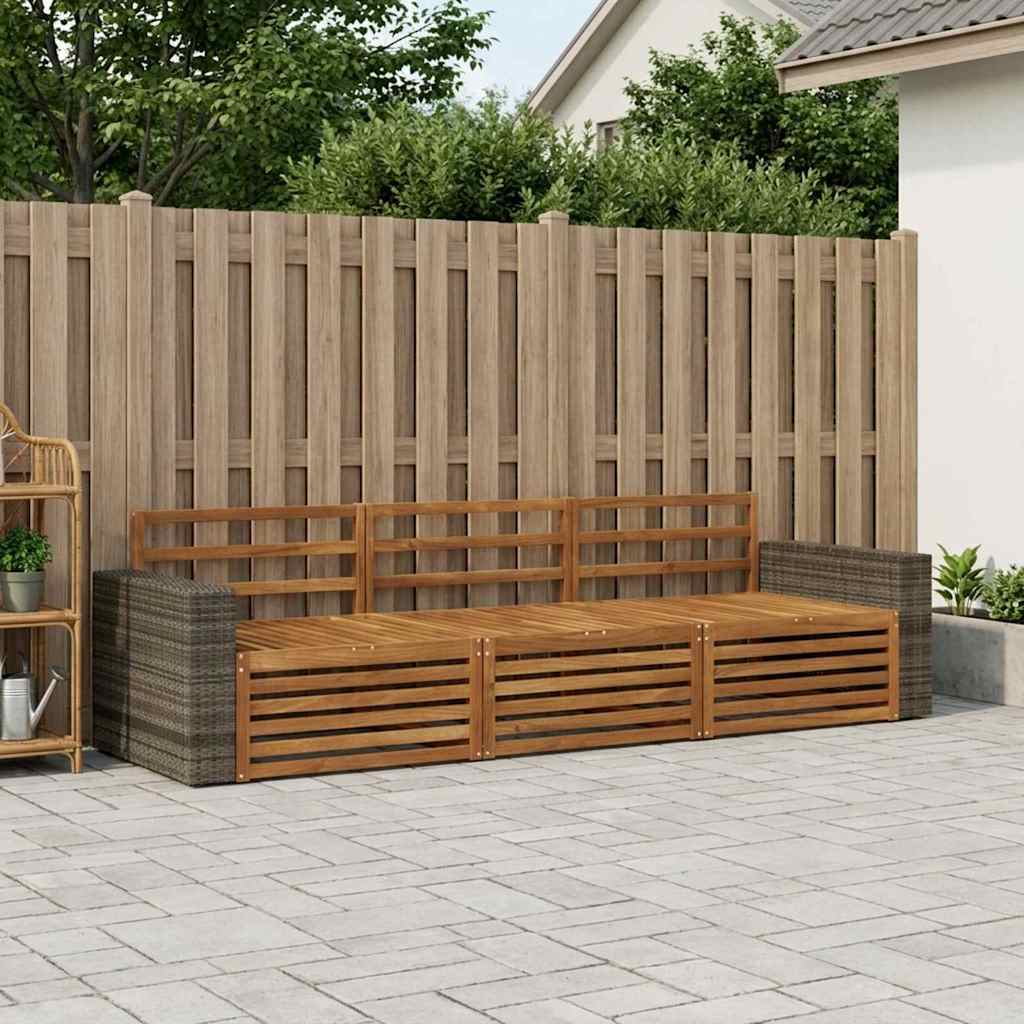 Set vanjskih sofa 3 pcs Prirodna Čvrsto drvo akacije