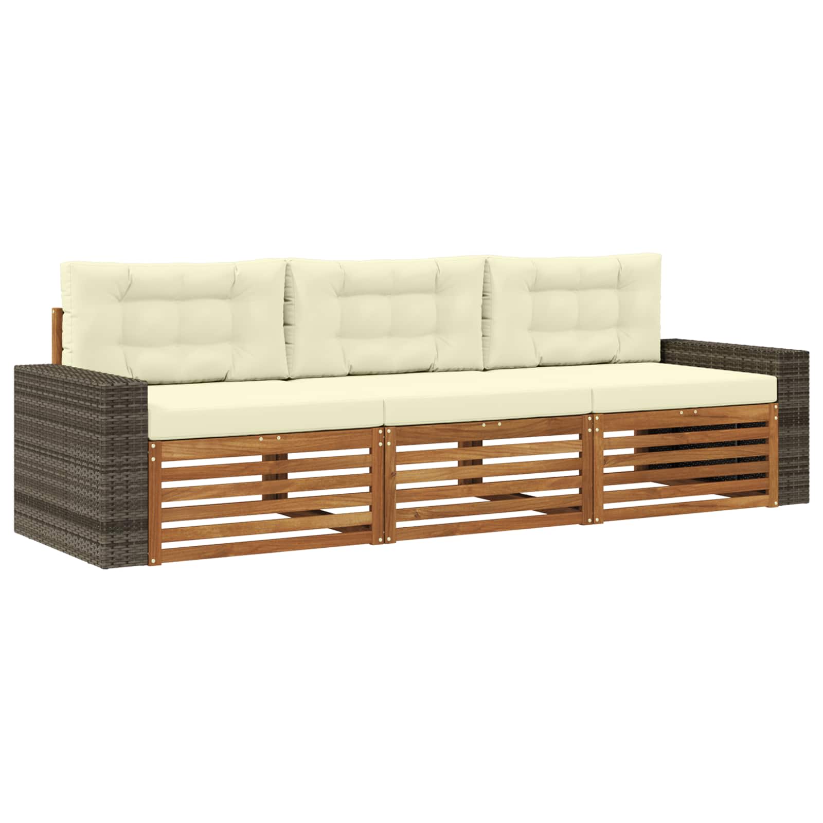 Set vanjskih sofa s jastukom 3 pcs Prirodna i krem Poliester