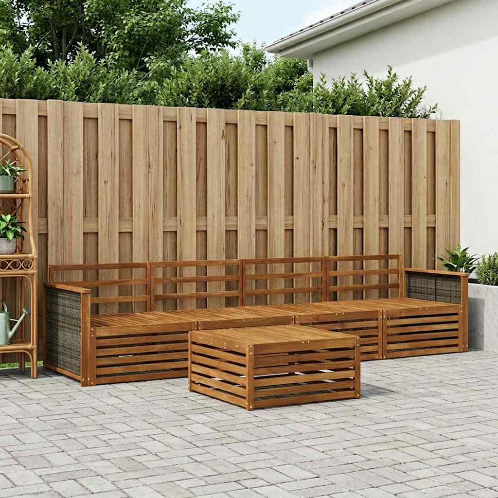 Set vanjskih sofa 5 kom. Prirodna Čvrsto drvo akacije 79 x 79 x 37 cm