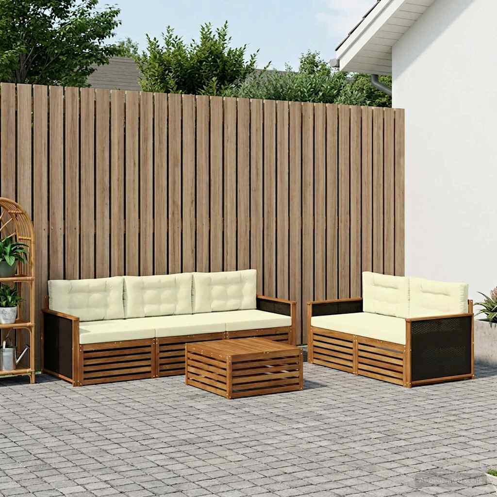 Set vanjskih sofa 6 pcs Prirodna i krem